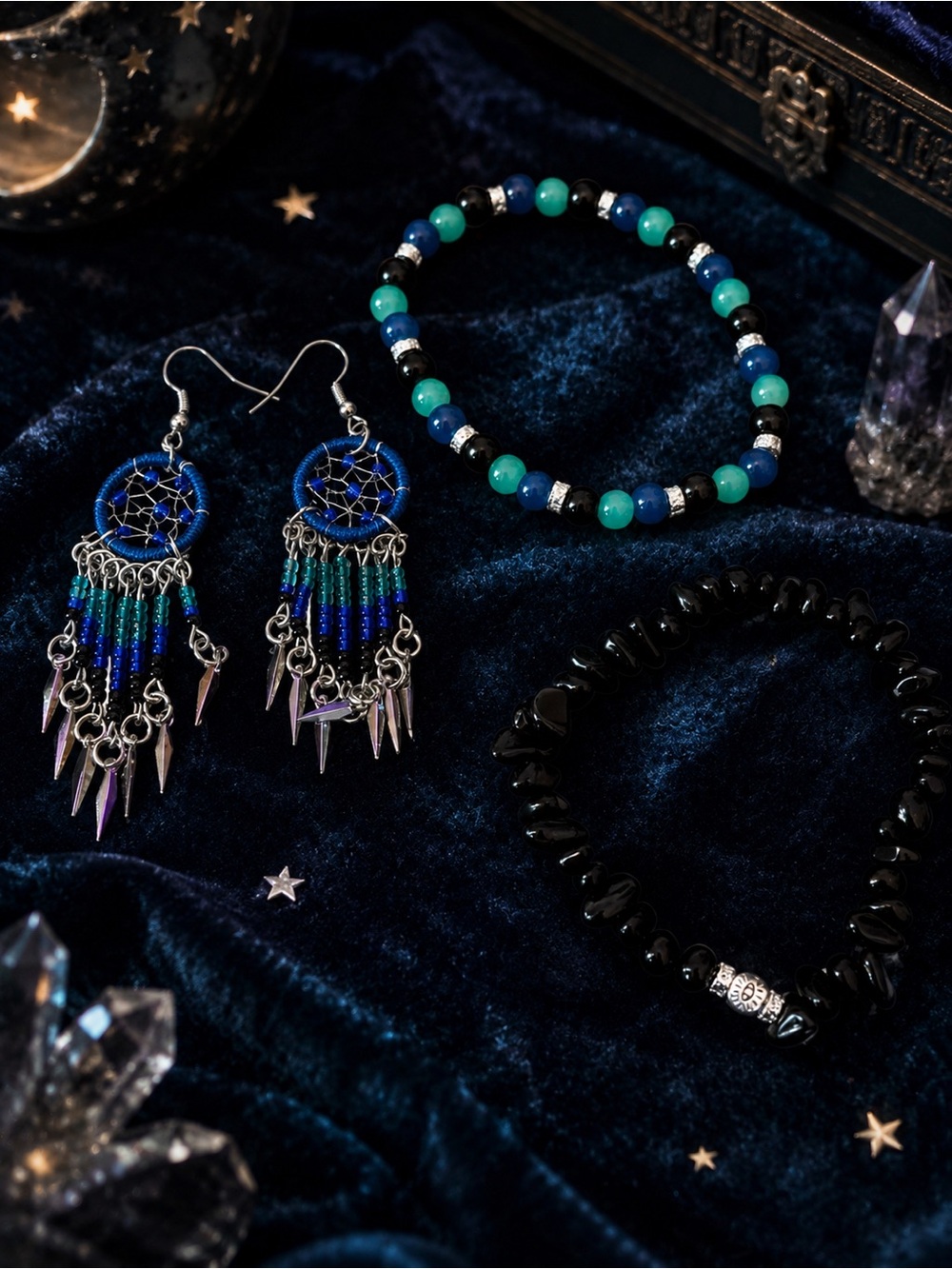Mystic Midnight Dreamcatcher Bracelet & Earring Set 9”